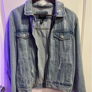 Mens denim jacket with zippers